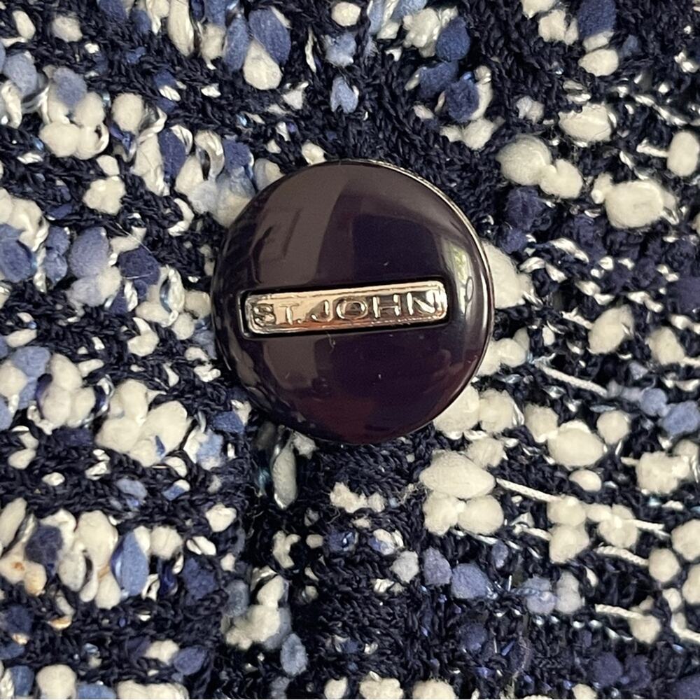 St. John Collection Lofty Floats 3/4 Sleeve Knit Jacket Blue White Size XL - Picture 7 of 11